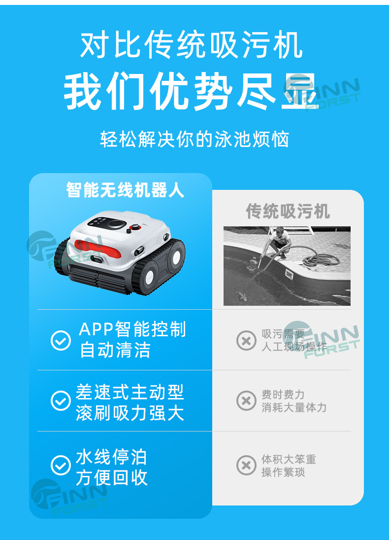 智能無線泳池清潔機(jī)器人